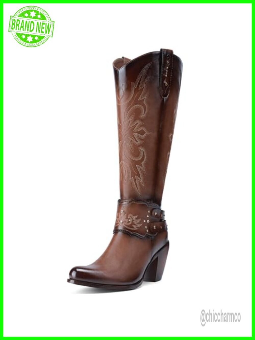 Knee High Cowboy Boots Synthetic Leather Non-Slip Western Boots